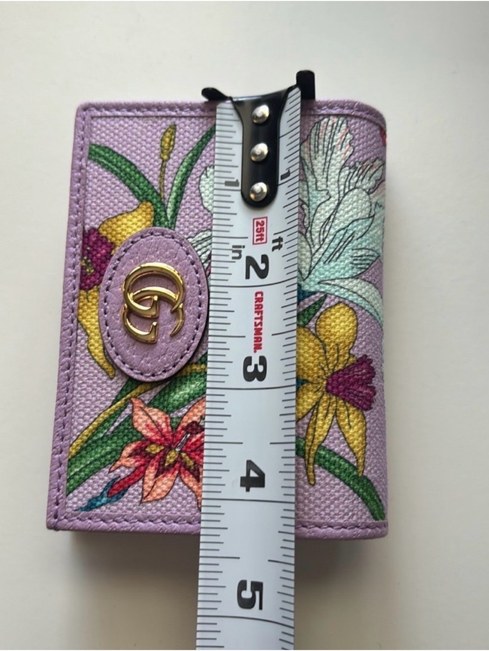 Gucci Floral GG Marmont Lilac Leather Mini Wallet - Picture 9 of 12